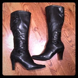 Black calf high boots